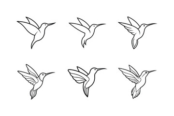 Elegant Line Art Birds Vector Illustration Set - Premium Digital Designs