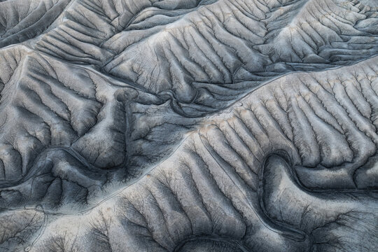 Aerial view of unique geological formations in Hanksville, Utah