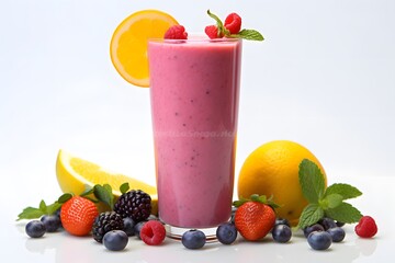 Refreshing Berry Smoothie with Fresh Tropical Fruits