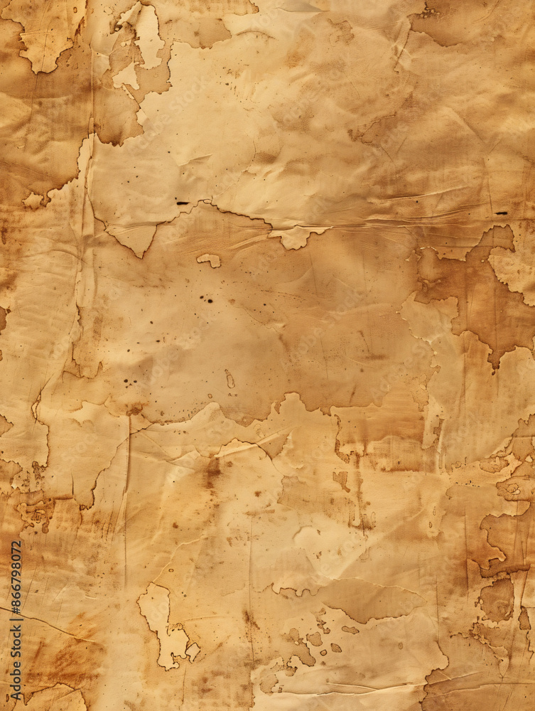Poster Old paper texture showing a coffee stained pattern, perfect as a background