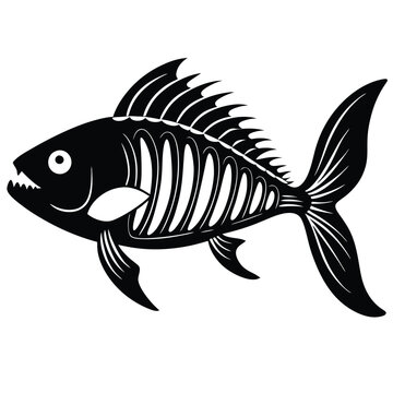 recommend clip art: fish skeleton, showcasing intricate bone structure and sharp teeth