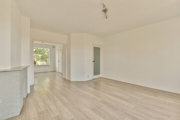 Empty living room with modern wood flooring