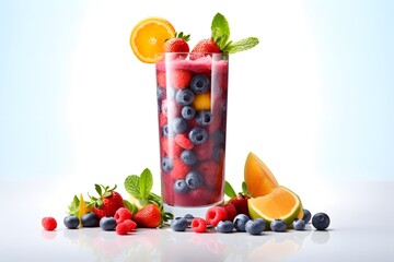 Refreshing Berry Smoothie with Fresh Tropical Fruits