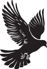 Dove flying black silhouette  