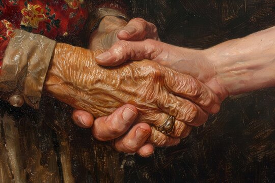 Closeup of a Westerner receiving tra