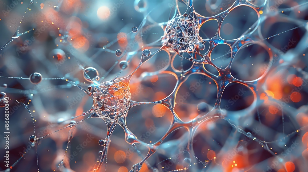Fototapete 3d rendering of an abstract organic structure. the image is reminiscent of a microscopic view of a c