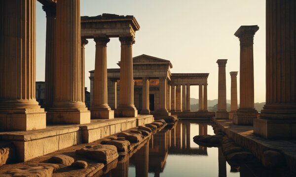 Ancient antique ruins. Ancient Greece, ancient Rome. Ancient city. 