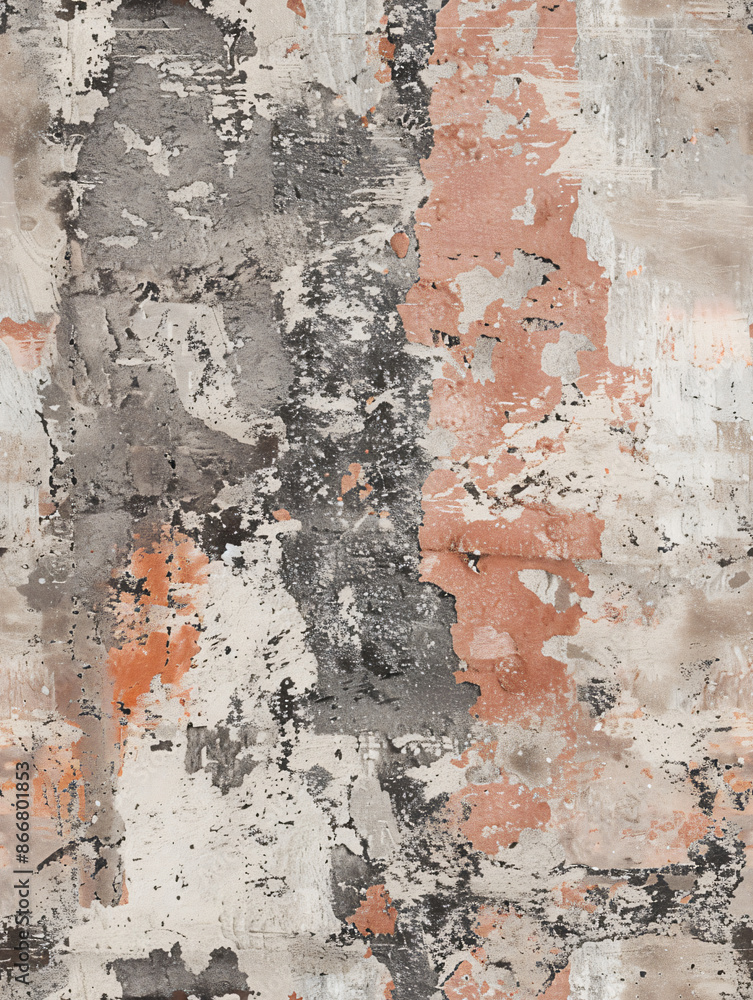 Aufkleber distressed wall surface with flaking plaster and concrete effects in a seamless grunge texture