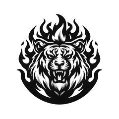 Fototapeta premium tiger on fire monotone