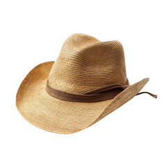 Straw sun hat for summer, isolated on white png