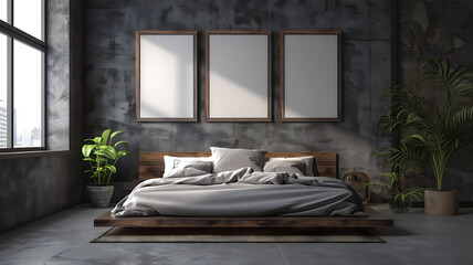 Photo frame, blank photo frame on wall with beautiful room interior design 