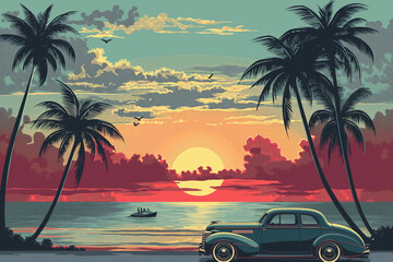 a retro art deco travel design 