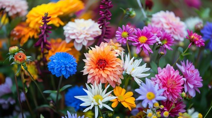 A beautiful bouquet of colorful flowers in full bloom. The perfect image for a spring or summer day.