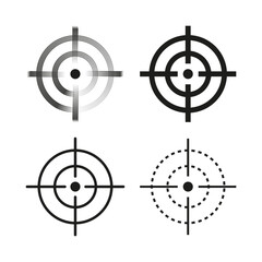 Target icons set. Crosshair symbols. Black and white vector. Precision and aim concept.