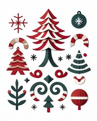 Obraz premium merry christmas greeting card origami or cutting design. tree and ornament christmas 