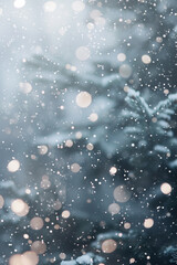 Obraz premium Snowflakes falling gently in a serene winter landscape, creating a peaceful and festive atmosphere.