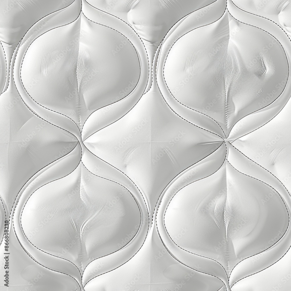 Poster detailed quilting pattern in soft fabric, showcasing minimal design and seamless texture. the intric