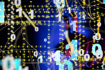 Global network. Blockchain. 3D illustration. Neural networks and artificial intelligence. Abstract