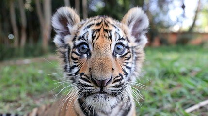 Close-up Portrait of a Tiger Cub