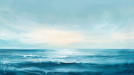 Fototapeta premium Blue ocean with waves painting. Generative by AI