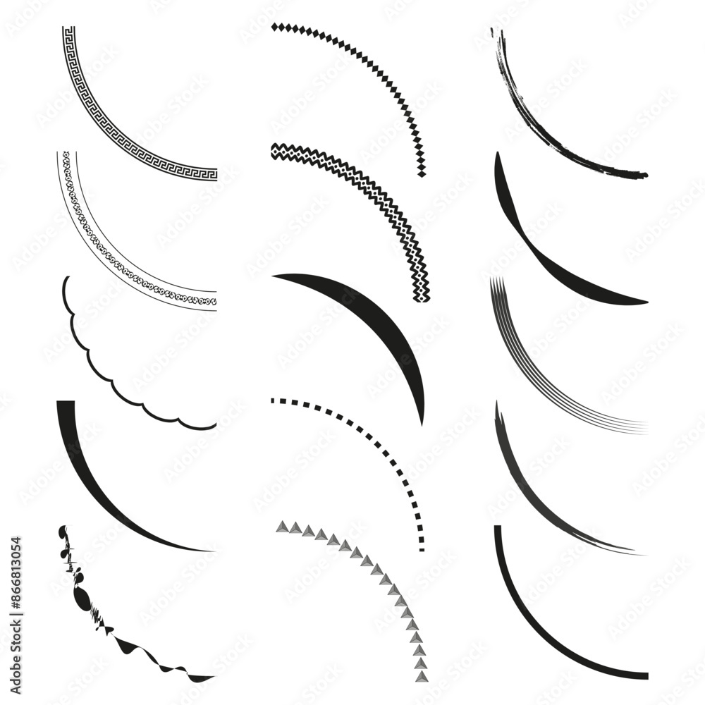 Poster decorative border lines. black vector set. various styles design. artistic frame elements.