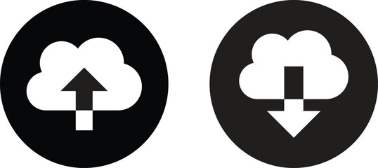 Obraz premium Upload and download cloud icon set . Cloud download and upload icons . Vector illustration