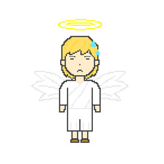 Pixel art sweating male angel