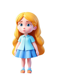 Adorable 3D Animated Girl Character. PNG with transparency. AI.