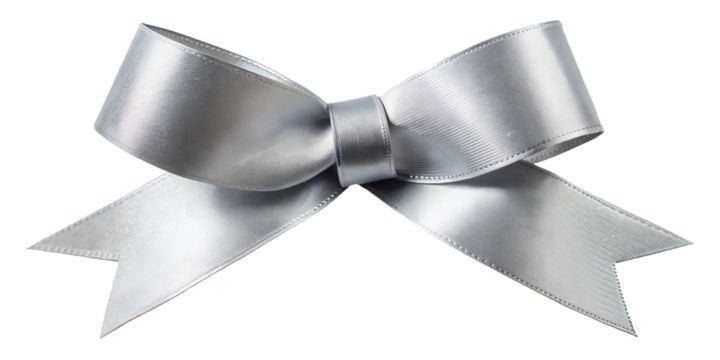 silver ribbon isolated on transparent background