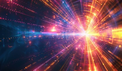 Obraz premium Glowing illustration of a particle accelerator. AI.