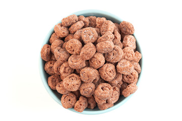 Chocolate Swiss Roll Flavored Breakfast Cereal Isolated on White Background