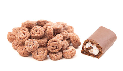 Chocolate Swiss Roll Flavored Breakfast Cereal Isolated on White Background