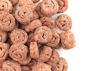 Chocolate Swiss Roll Flavored Breakfast Cereal Isolated on White Background