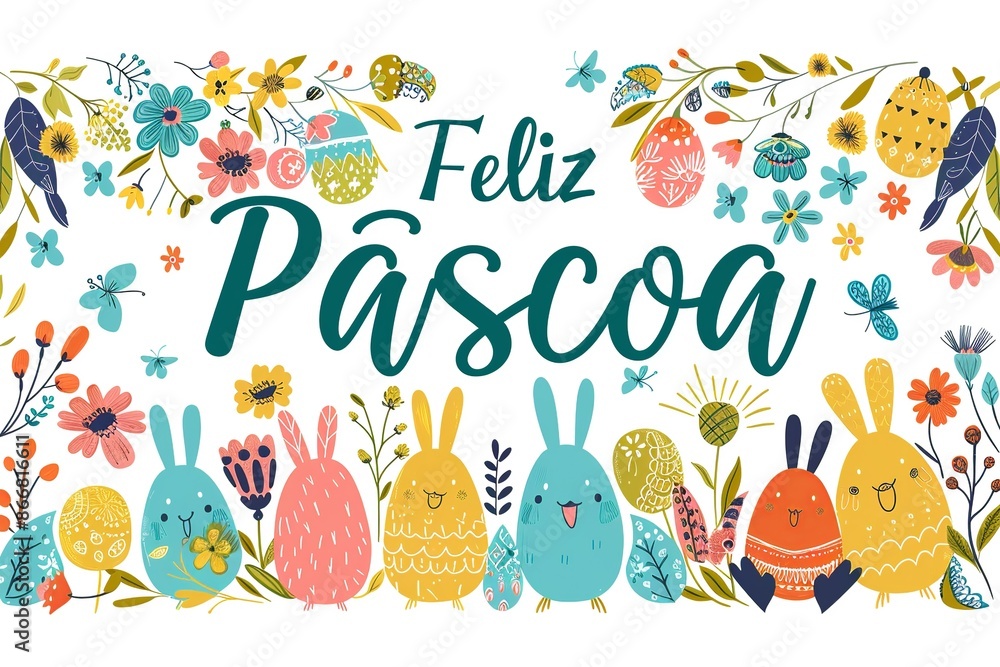 Poster create a charming easter card design featuring the message 