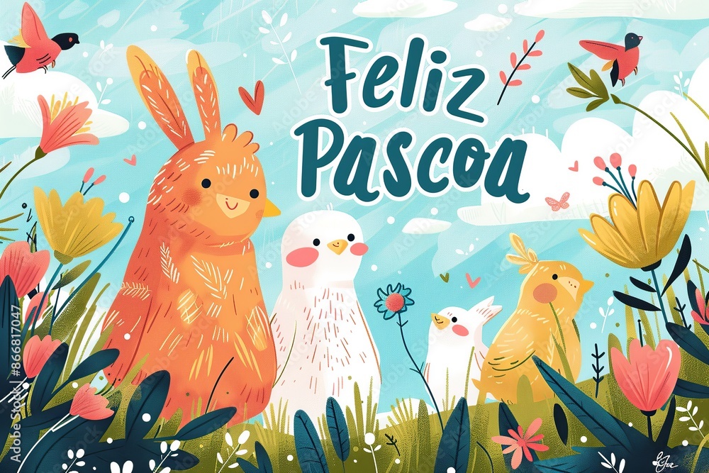Poster create a charming easter card design featuring the message 