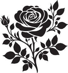 pretty rose flower silhouette vector art illustration design