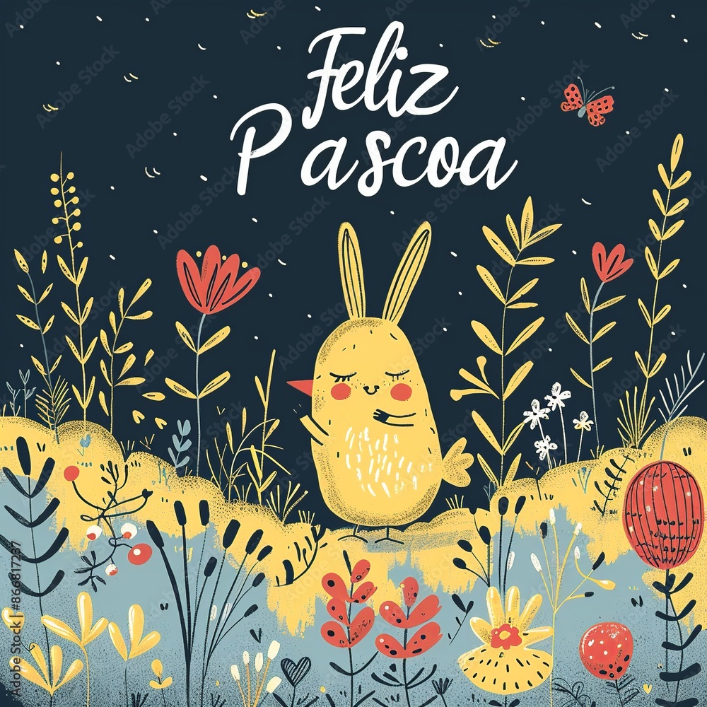Poster create a charming easter card design featuring the message 