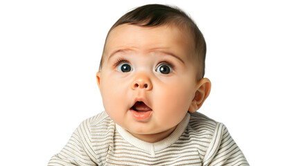 A Confused Baby With Wide Eyes and Open Mouth