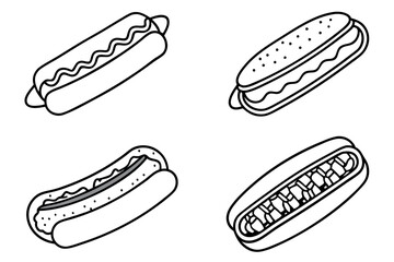 Hot Dogs Relish Line Art Artistic Minimalist Design Illustrations