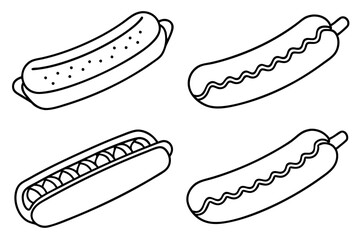 Hot Dogs Relish Line Art Artistic Refined Minimalist Illustrations