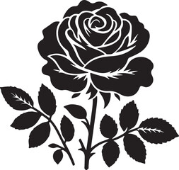 pretty rose flower silhouette vector art illustration design