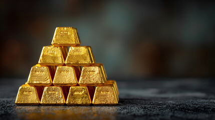 Stacks of pure gold bar background