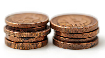 Stacks of pure copper coin