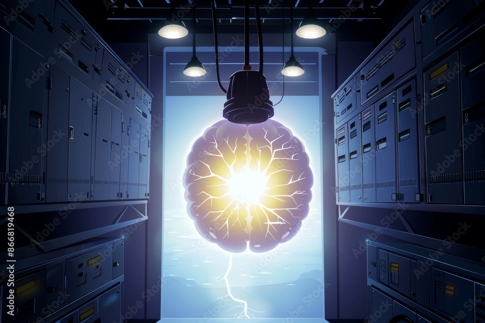 Aufkleber ai energy core in high tech lab, highlighting advanced technology, artificial intelligence, and high