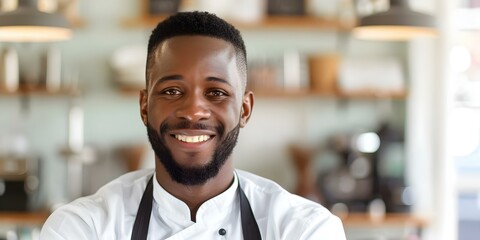 A proud Black male barber posing in a salon. Concept Barber, Salon, Black Male, Pride, Portraits