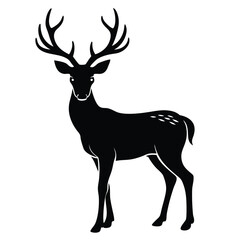 Obraz premium deer silhouette vector art, vector black color silhouette 