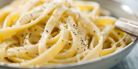 Cacio e pepe dish closeup on plate. Concept Food Photography, Italian Cuisine, Pasta Recipe, Gourmet Dish, Culinary Art