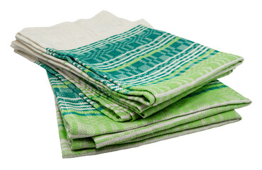 Kitchen linen towel on a white background. Natural fabric towel isolate