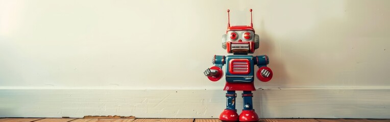 Vintage Robot Toy in Minimalistic Setting