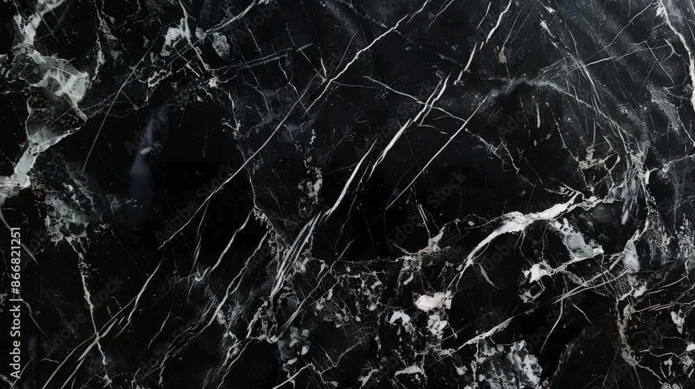 Aufkleber natural black marble texture featuring white veins forming an abstract pattern. this luxurious stone
